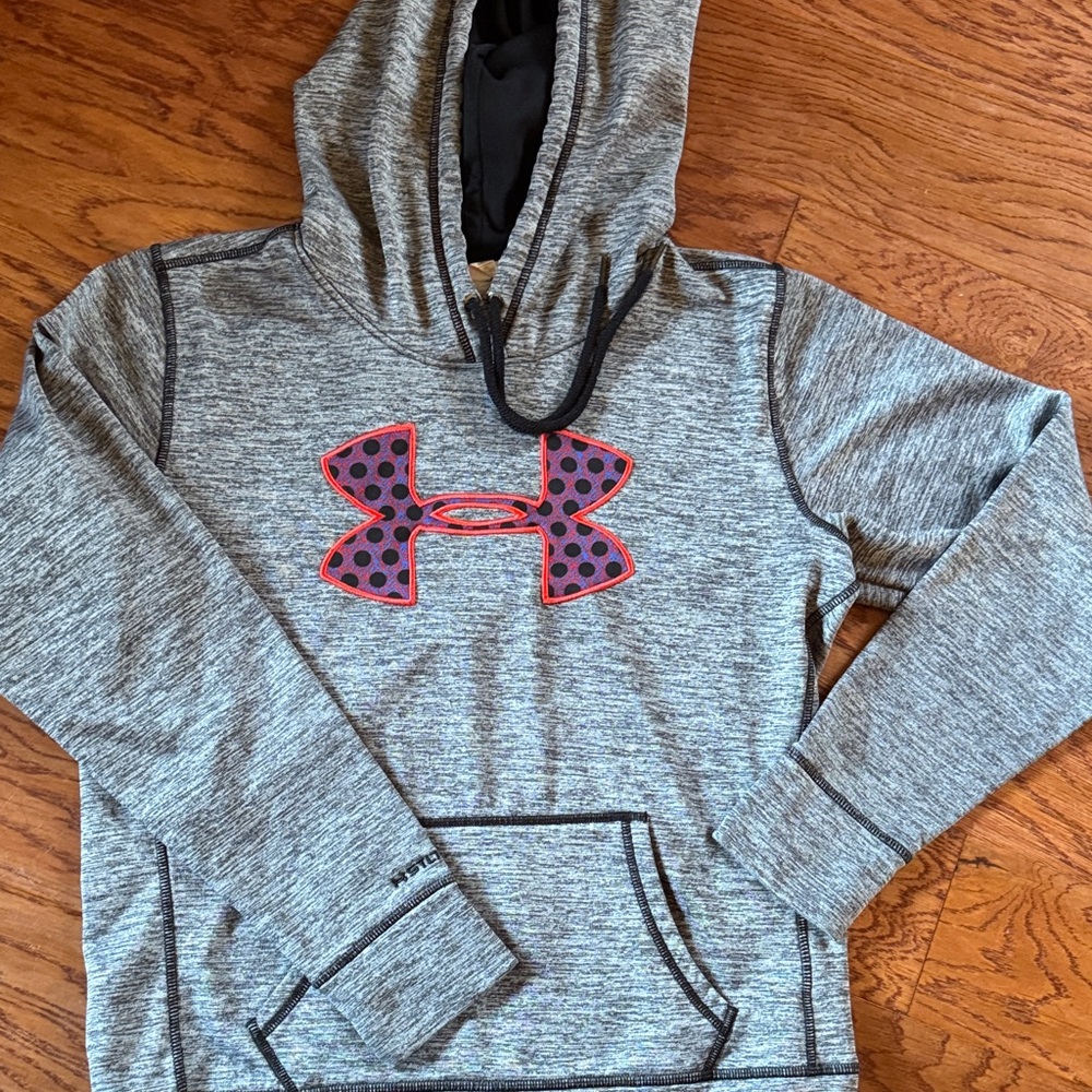 Under Armour Heather Gray Hoodie with Polka Dot Logo